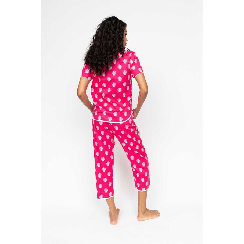 Cyberjammies Bright Pink Shell Print Short Sleeve Pyjama Top image number 1
